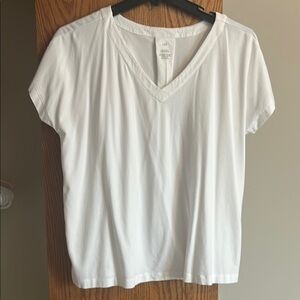 Classic White V-Neck Women's Top